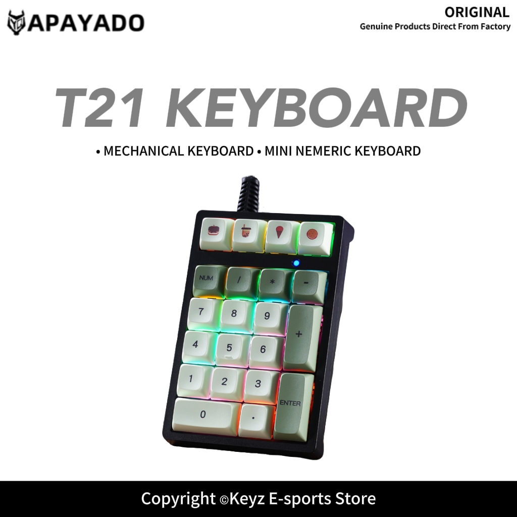 21 キー ミニ有線キーパッド RGB バックライト ブルー - Keyboard Numpad Separate のレビューと価格