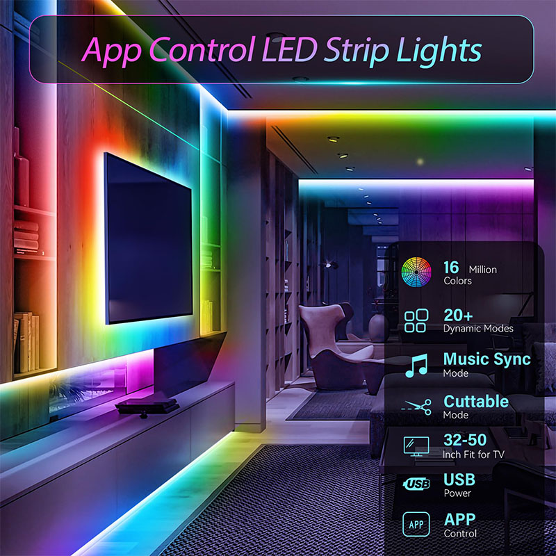 USB RGB LEDストリップライト SMD3535 アプ - Gaming Accessories Led のレビューと価格