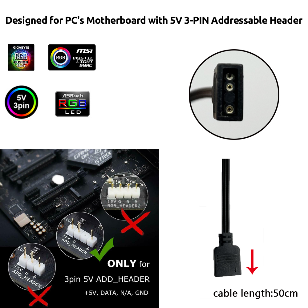 Asus Auraゲーミングケース用5V ARGB 3ピンヘ - Gaming Accessories Led のレビューと価格